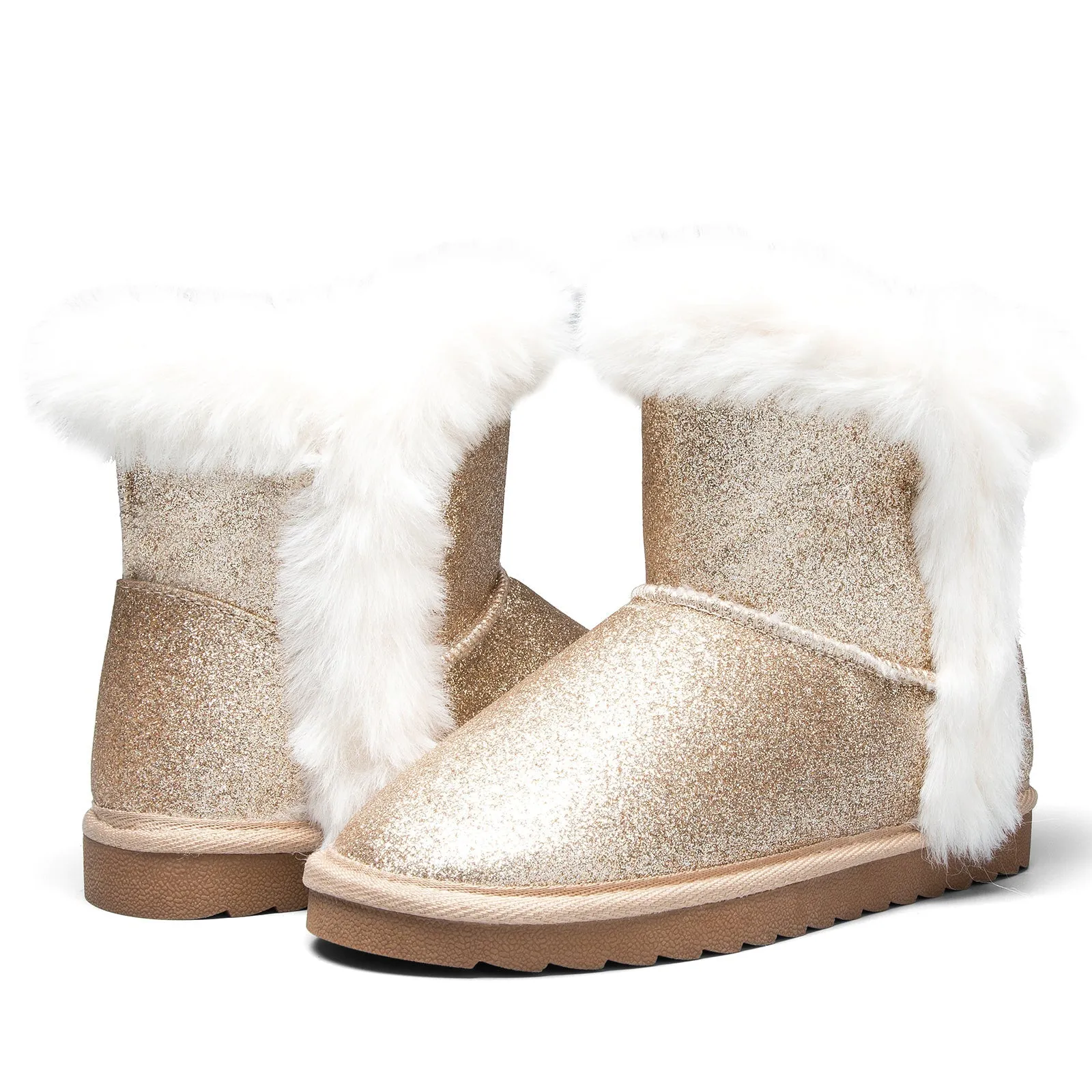 Black/Gold/Purple Glitter Thermal Snow Boots