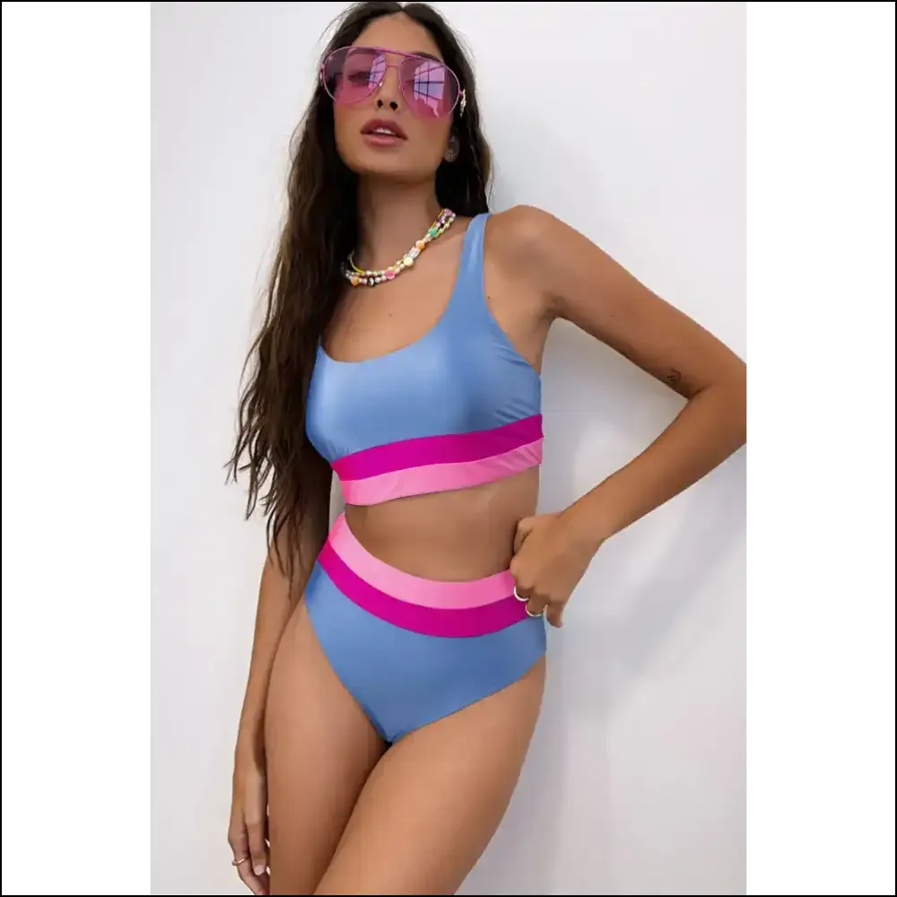 Blue Colorblock High Waisted Bikini: Beach Goddess ! 🌊 Needful Things