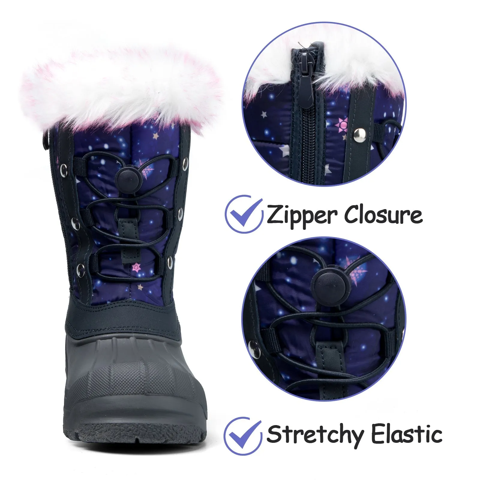 Blue Fur Collar Outdoor Sports Snow Boots