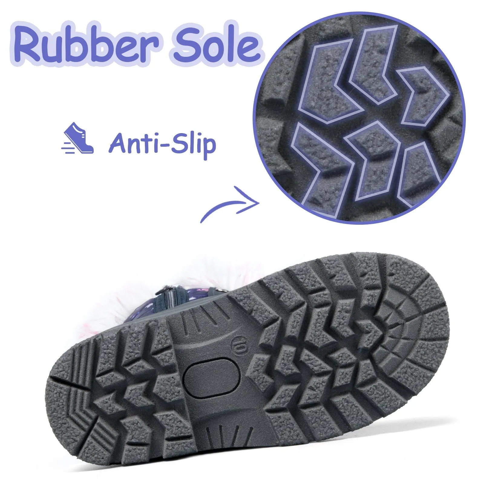 Blue Fur Collar Outdoor Sports Snow Boots