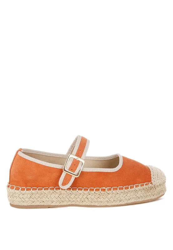 Bolean Soft Suede Leather Mary Jane Espadrilles