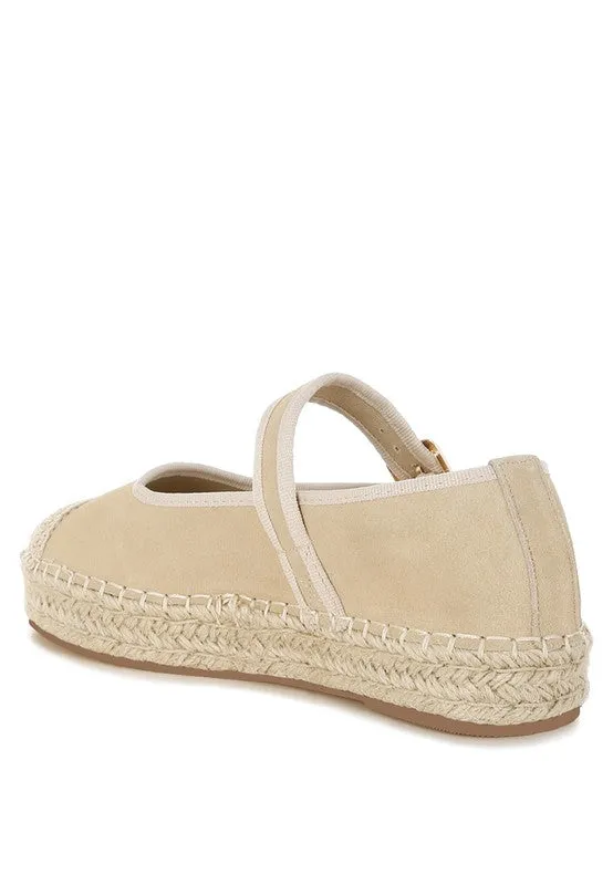 Bolean Soft Suede Leather Mary Jane Espadrilles