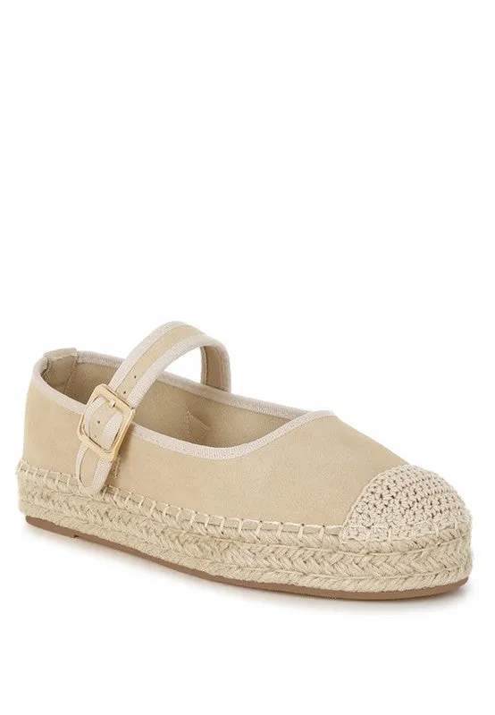 Bolean Soft Suede Leather Mary Jane Espadrilles