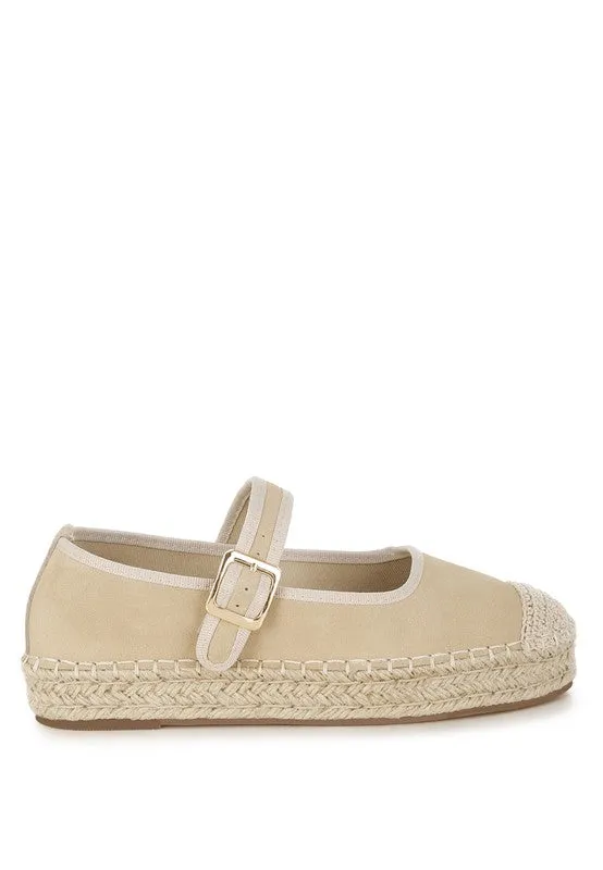 Bolean Soft Suede Leather Mary Jane Espadrilles