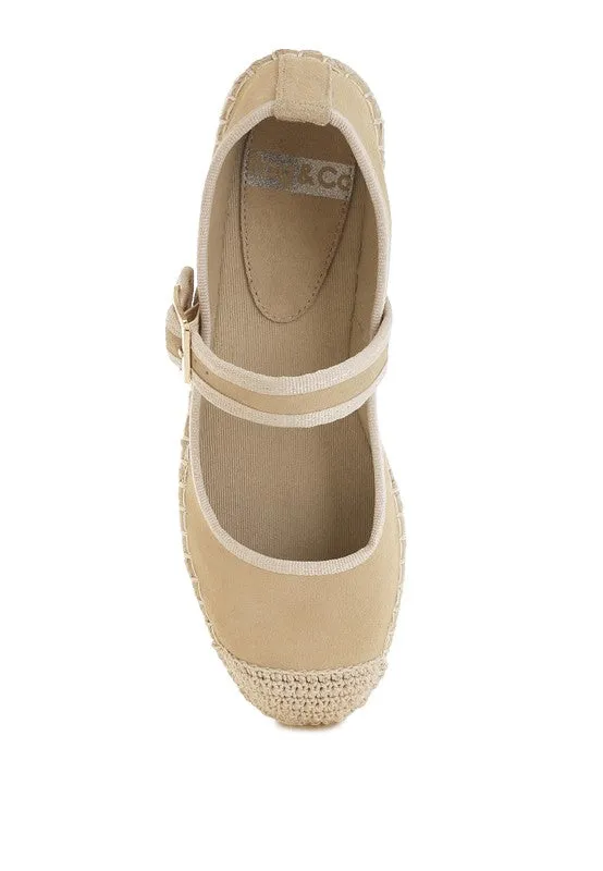 Bolean Soft Suede Leather Mary Jane Espadrilles