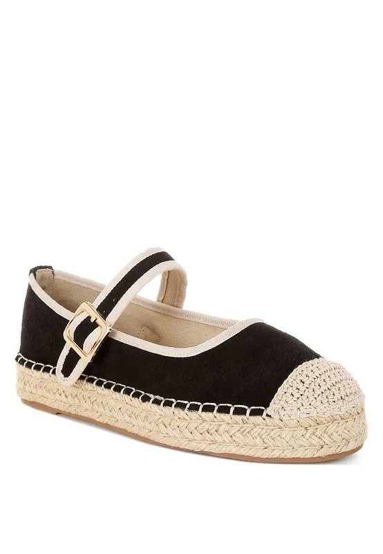 Bolean Soft Suede Leather Mary Jane Espadrilles