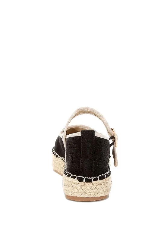 Bolean Soft Suede Leather Mary Jane Espadrilles