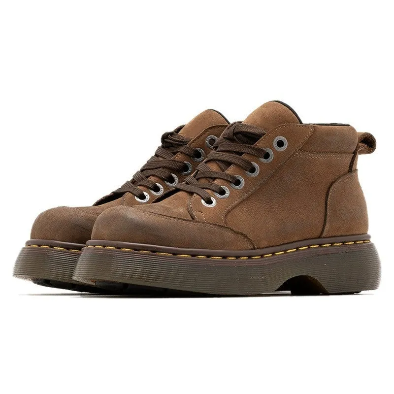 Boots Women's American Retro Casual Lace up Matte Leather