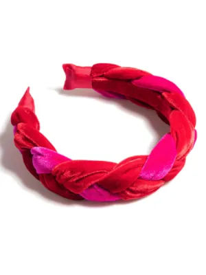 Braided Velvet Headband - Magenta