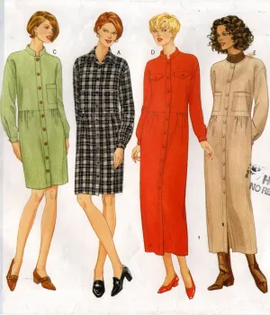 Butterick 5143 Womens Dropped Waist Shirtdress 1990s Vintage Sewing Pattern Size 14 - 18 UNCUT Factory Folded