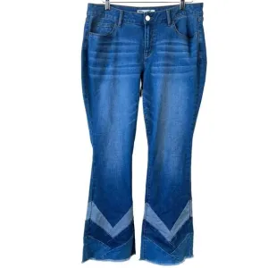 C Est. 1946 Colorblock Patchwork Raw Hem Flare Jeans