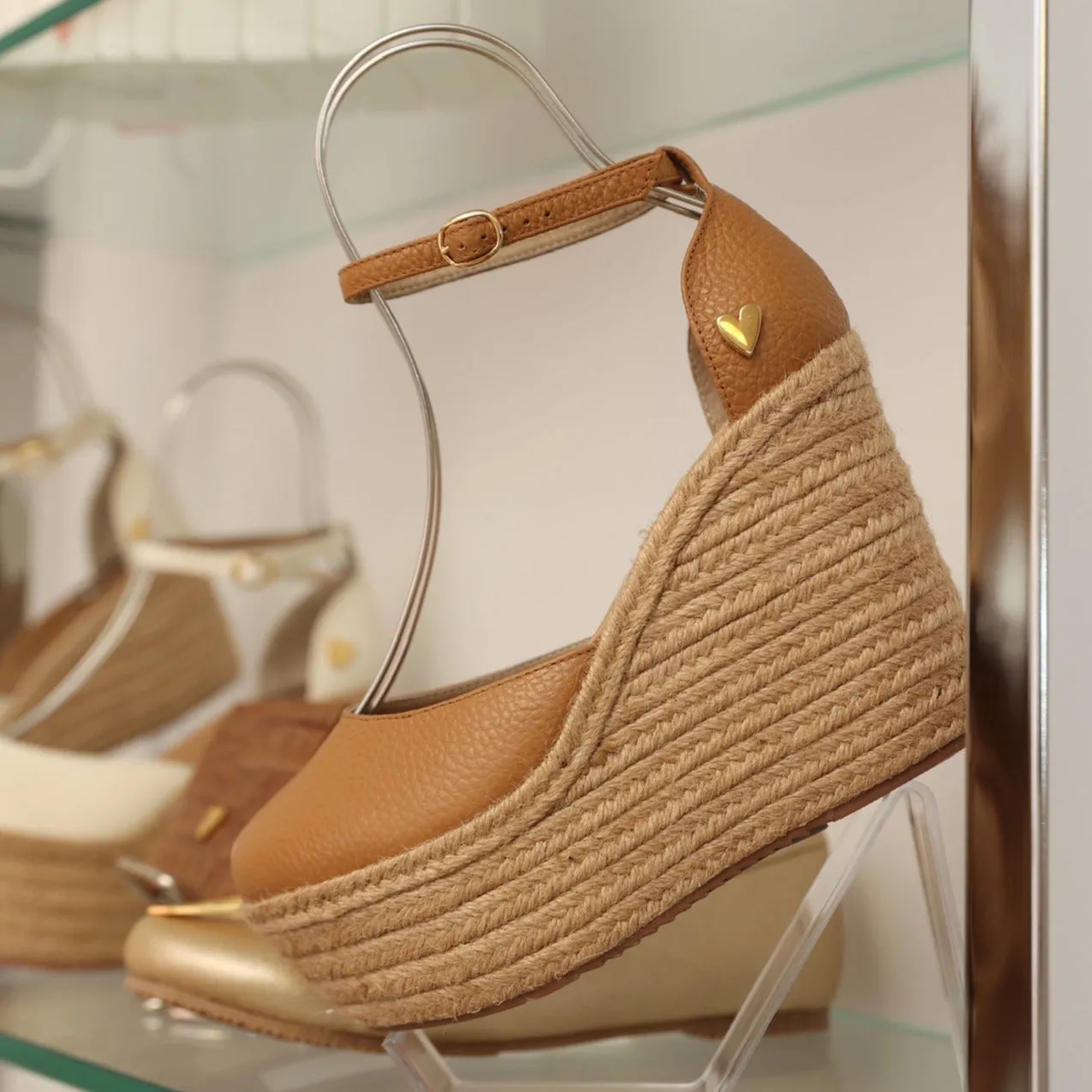 Camel Leather Espadrilles - Dual