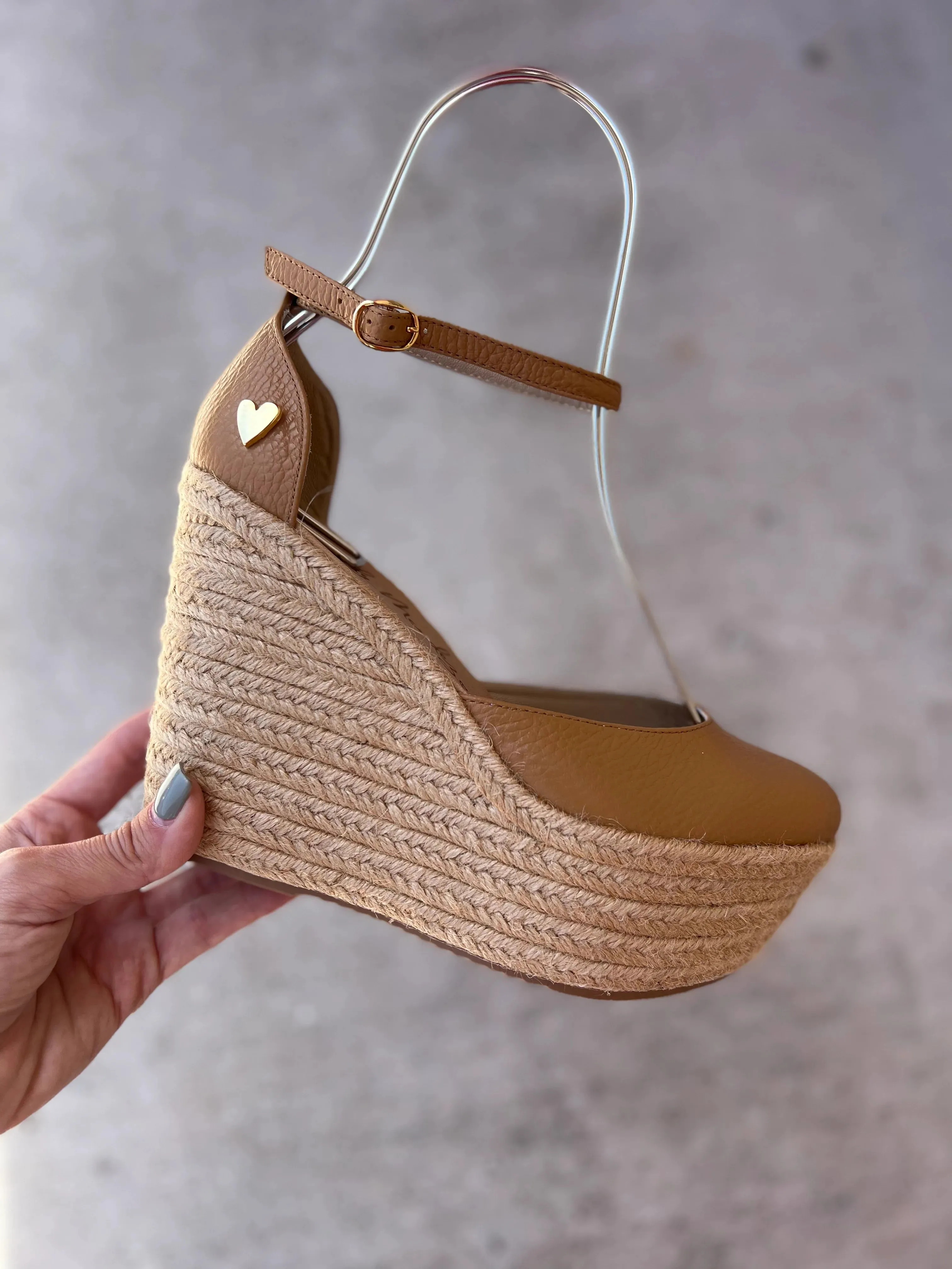 Camel Leather Espadrilles - Dual