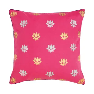 CANVAS HAND PRINTED PILLOWS - LOTUS PINK, ORANGE, PURPLE