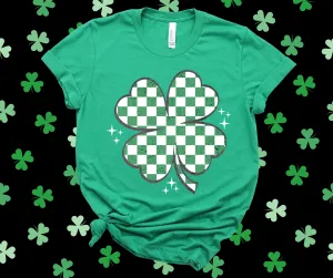 Checkered Shamrock Green Tee