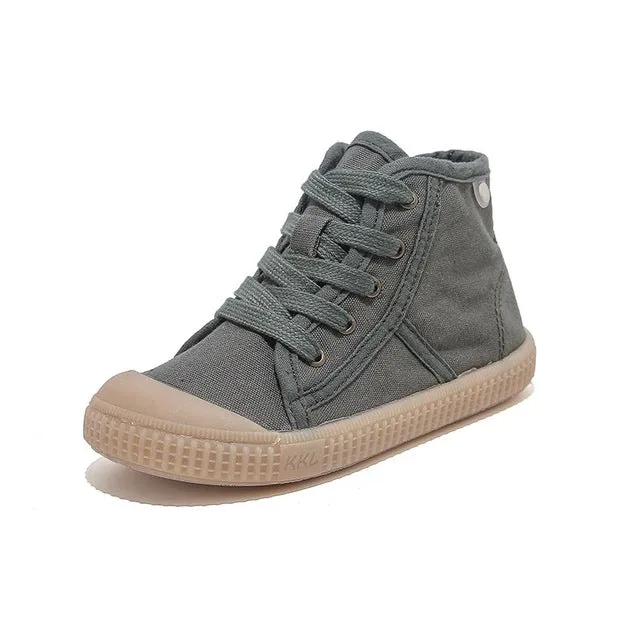 Children Casual Canvas Shoes Student Lace up Sneakers