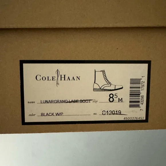 Cole Haan Lunargrand Lace Boots - Black, Size 8.5M
