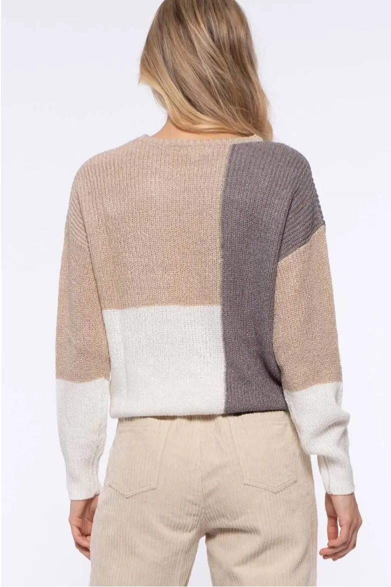 Color Block Knit Pullover