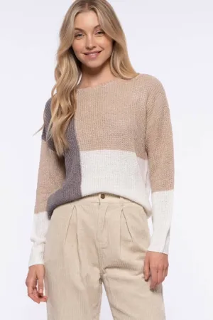 Color Block Knit Pullover