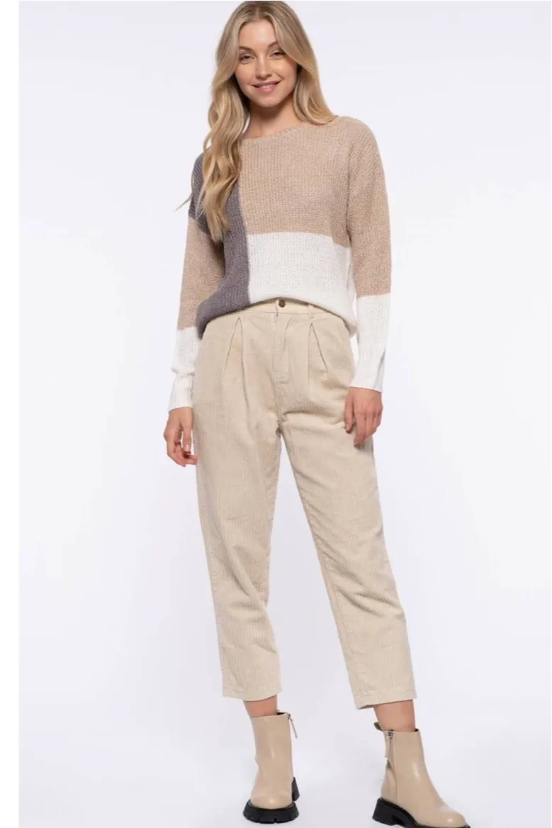 Color Block Knit Pullover
