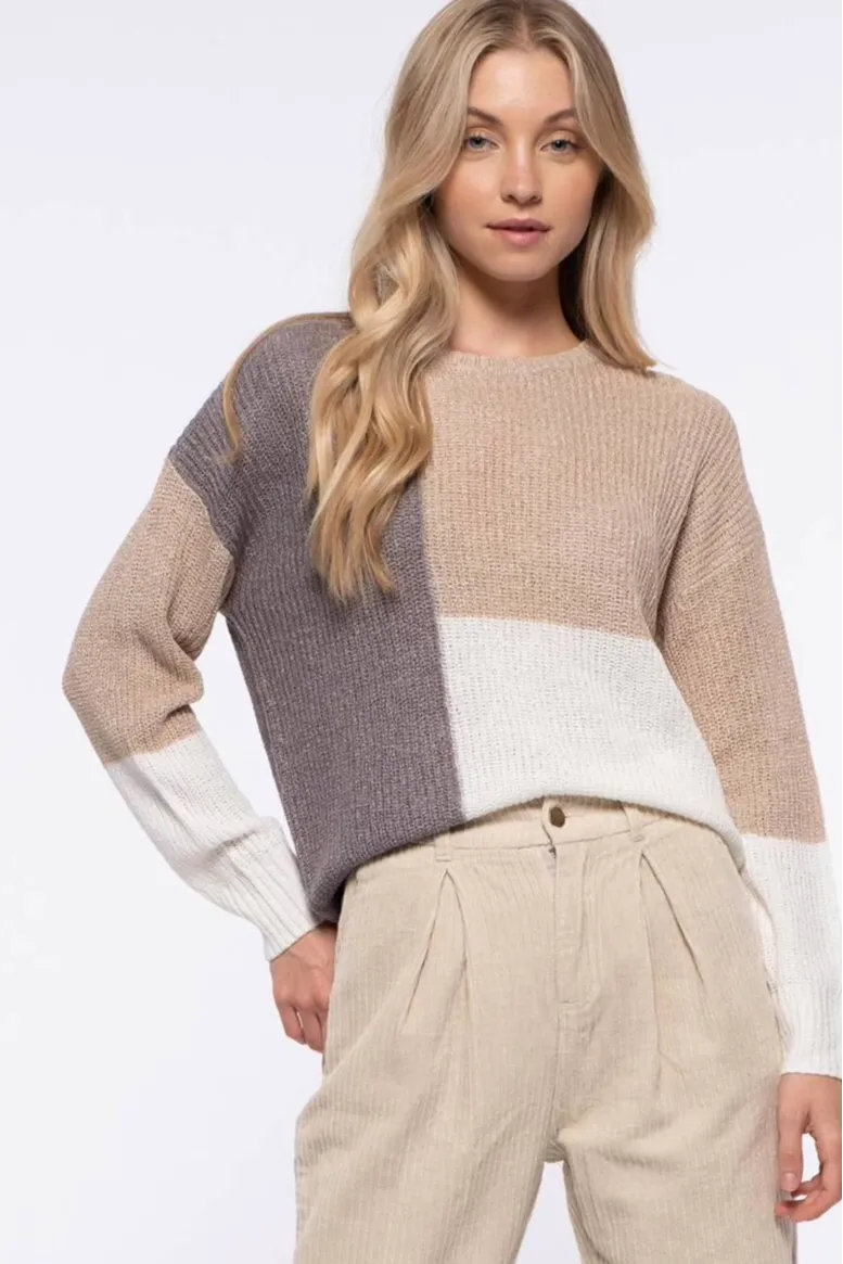 Color Block Knit Pullover