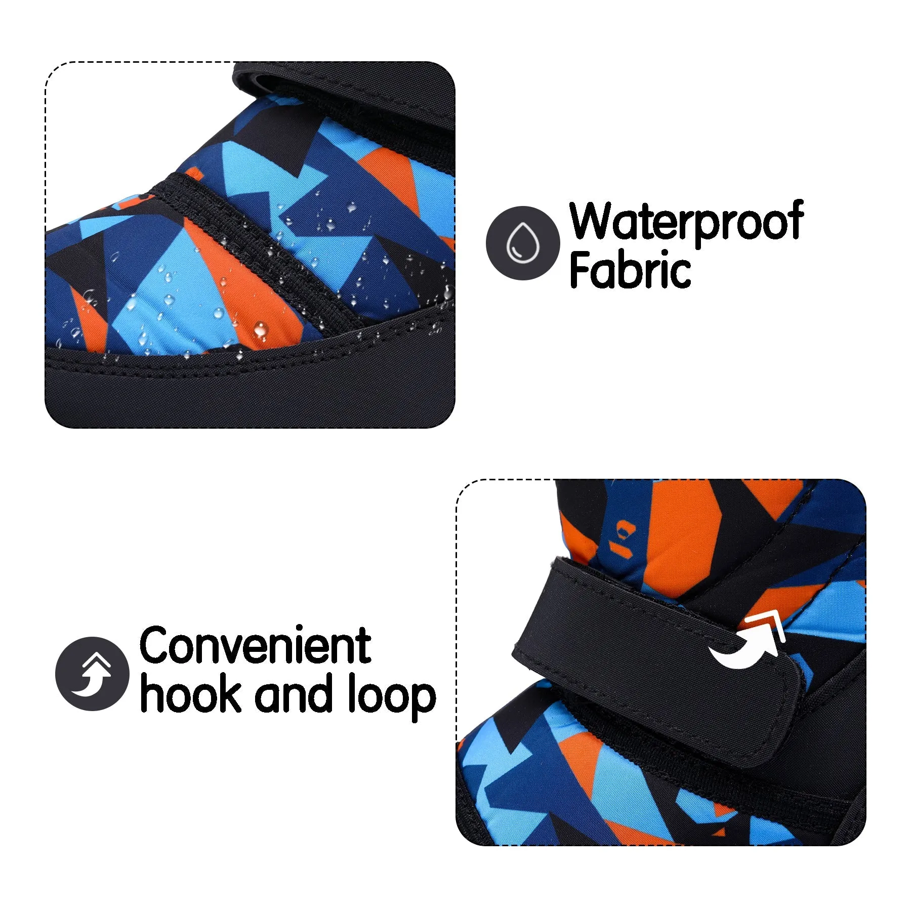 Color Block Warm Waterproof Blue Snow Boots