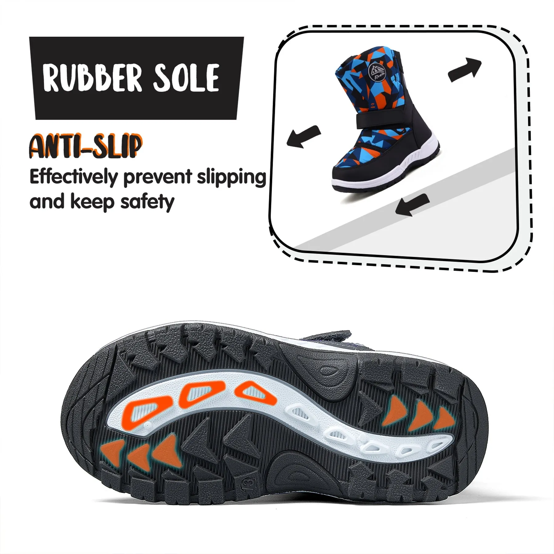 Color Block Warm Waterproof Blue Snow Boots