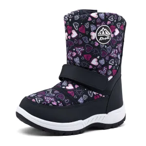 Color Heart Warm Waterproof Navy Snow Boots