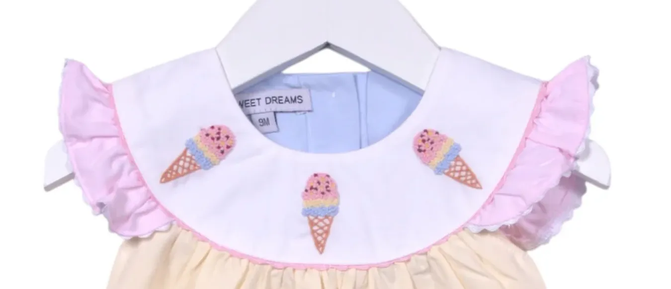 Colorblock Embroidered Ice Cream Bubble