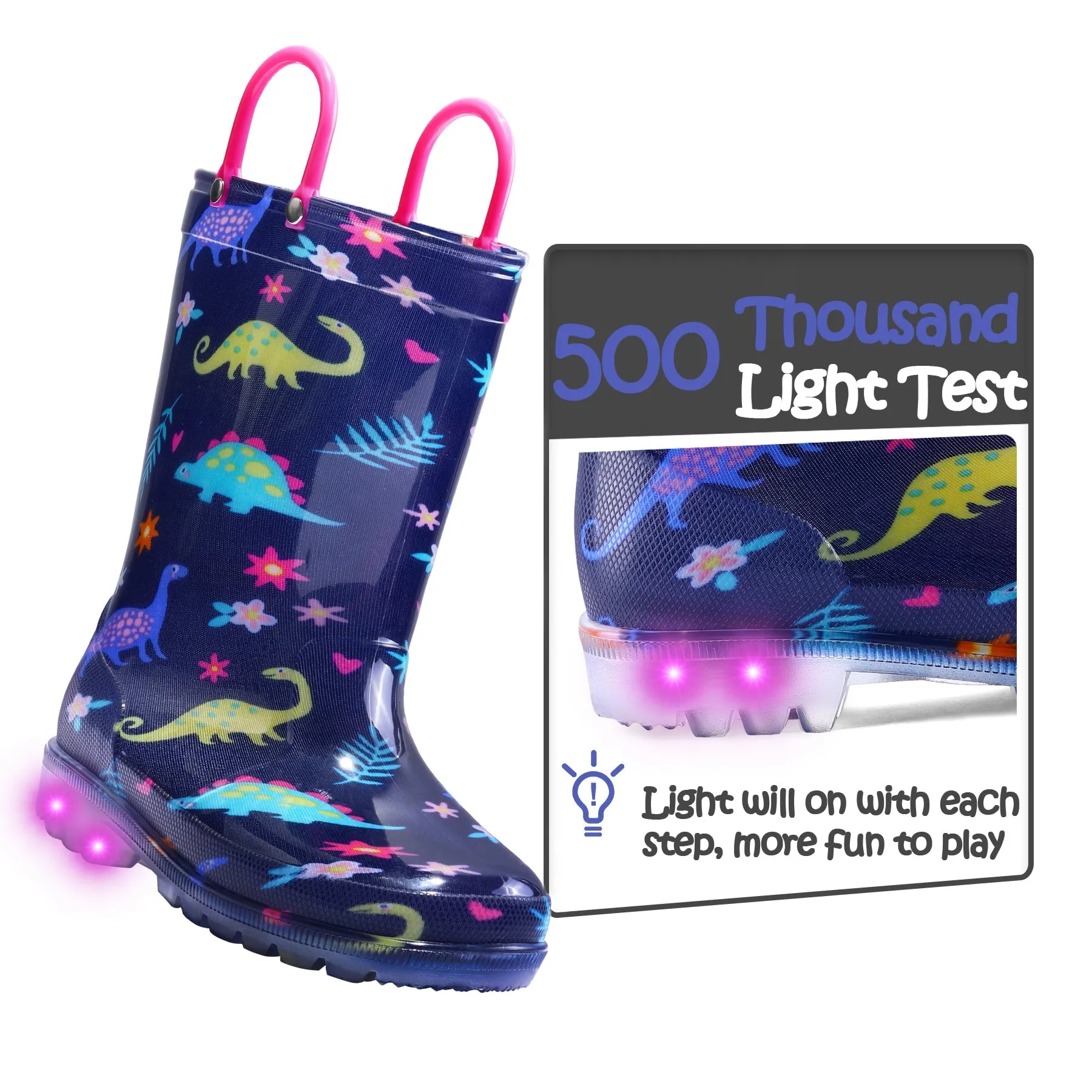 Colorful Dinosaur Kids Rain Boots