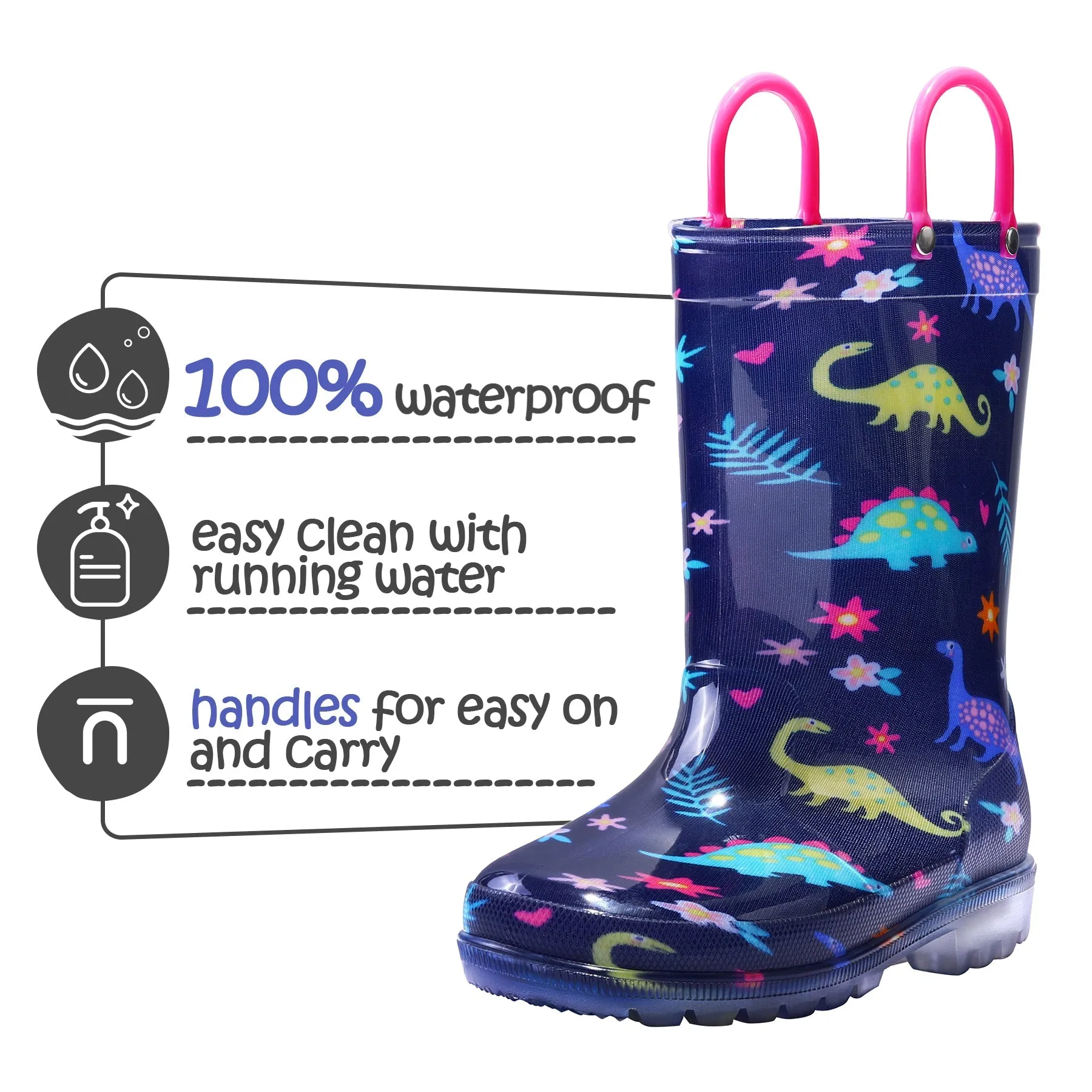 Colorful Dinosaur Kids Rain Boots
