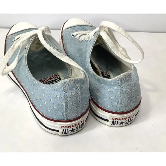 Converse Chuck Taylor All Star Low Top Blue Sneakers Mens Sz10 Woman White Star