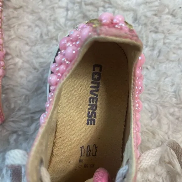 Converse little girl pink Bling low top lace up pink sneakers size 12