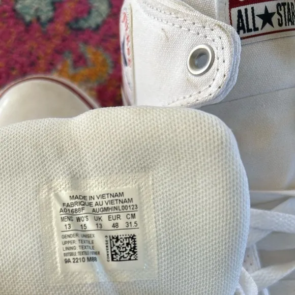 Converse | Men’s white padded ankle All Star High-Top Sneakers, lace up, size 13