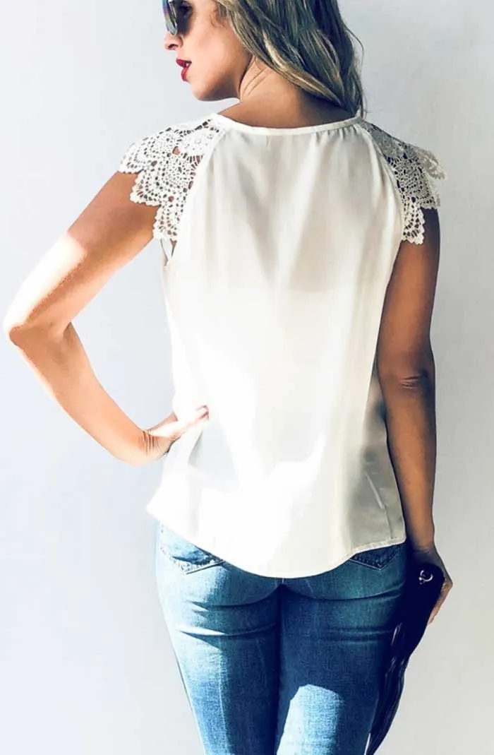 Crochet Lace Sleeve Top