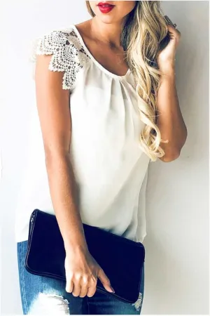 Crochet Lace Sleeve Top