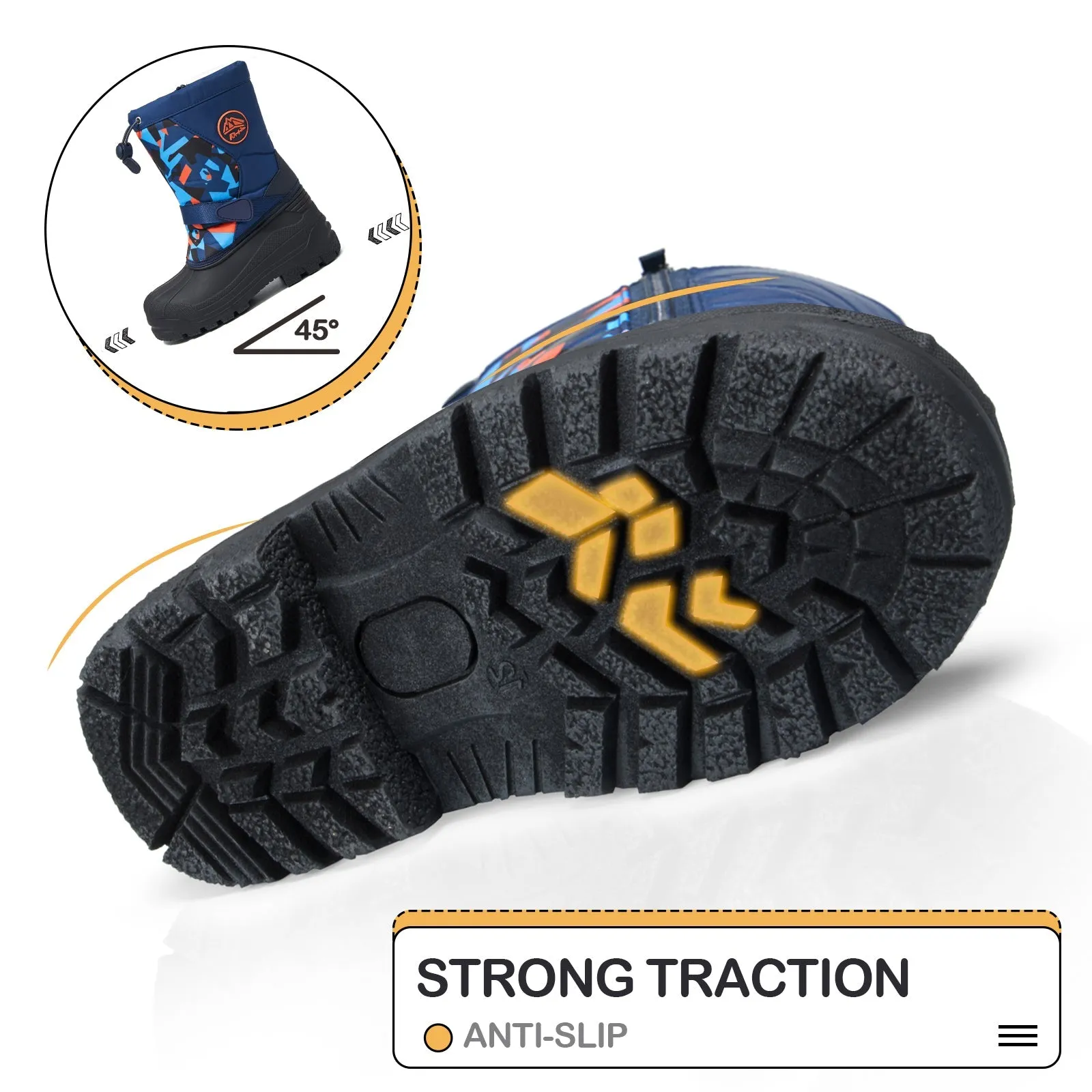 Dark Blue Camouflage Warm Waterproof Snow Boots