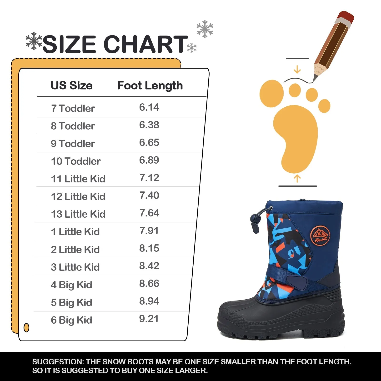 Dark Blue Camouflage Warm Waterproof Snow Boots