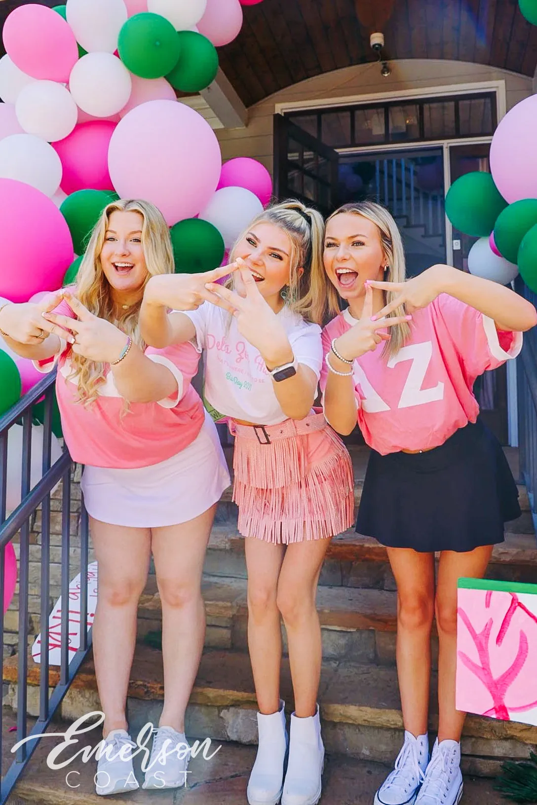 Delta Zeta Pink Bid Day Colorblock Ringer Tee