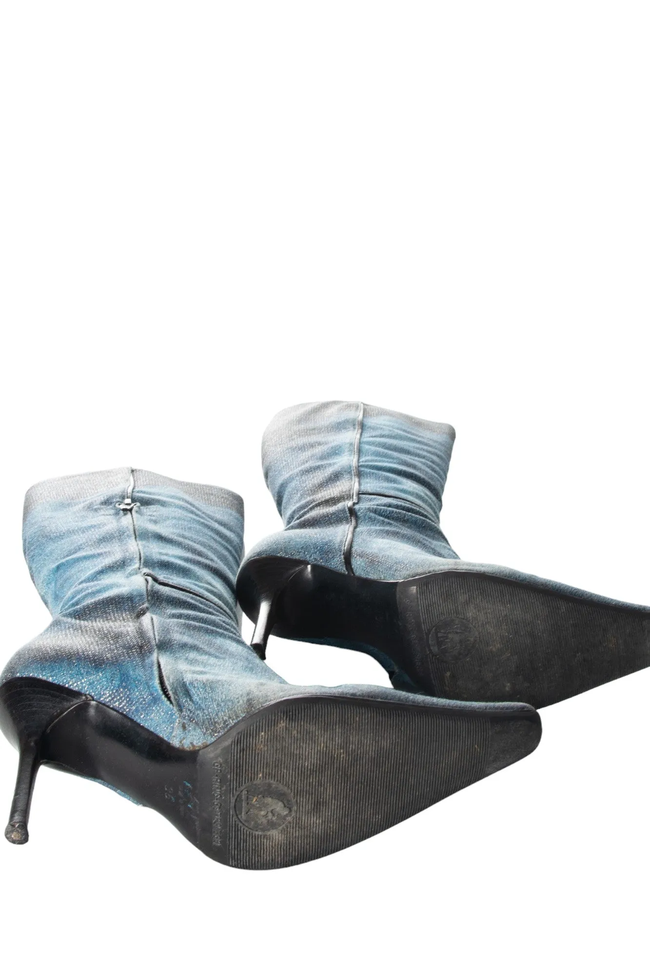 Denim Print Boots