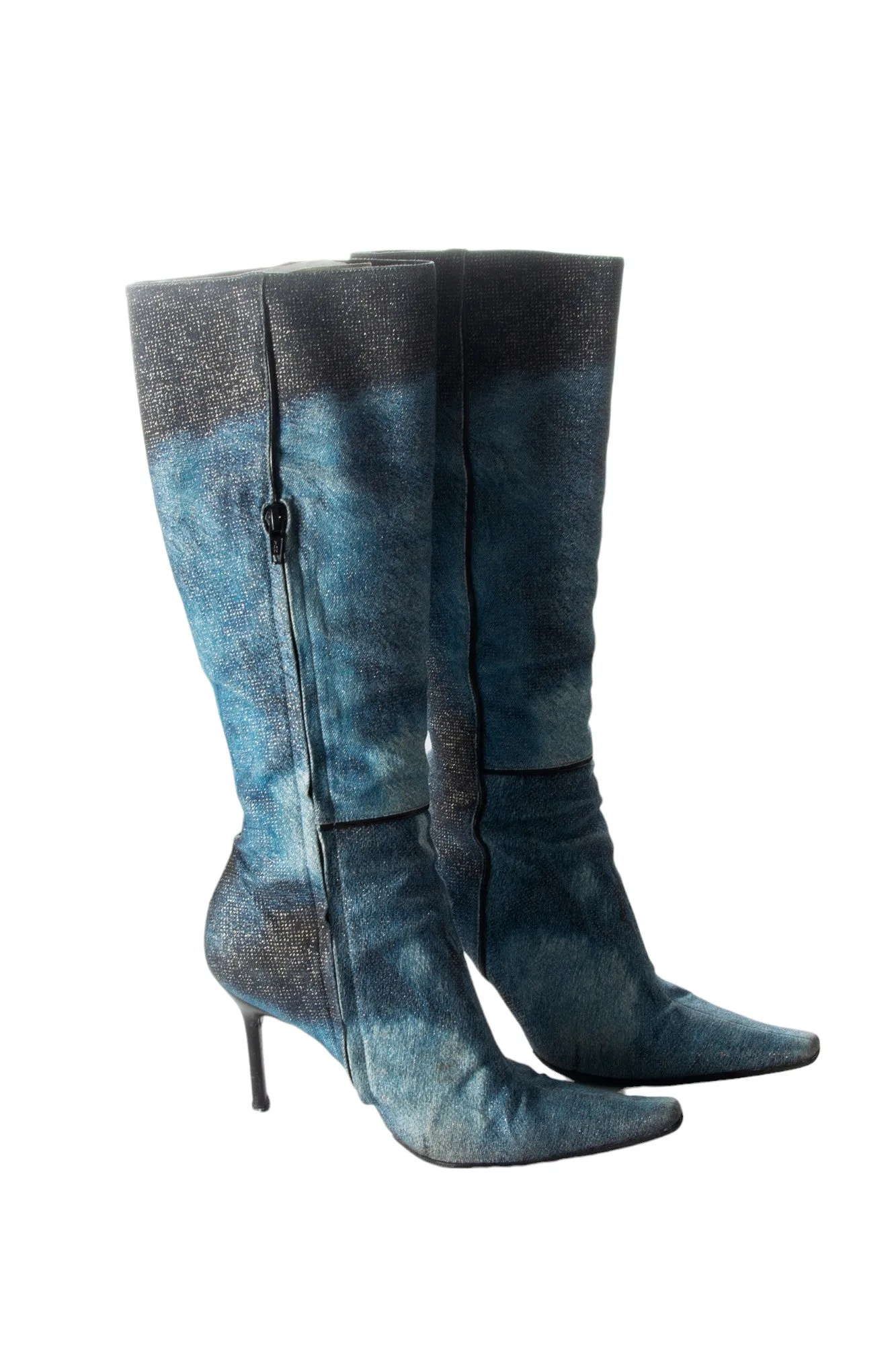 Denim Print Boots