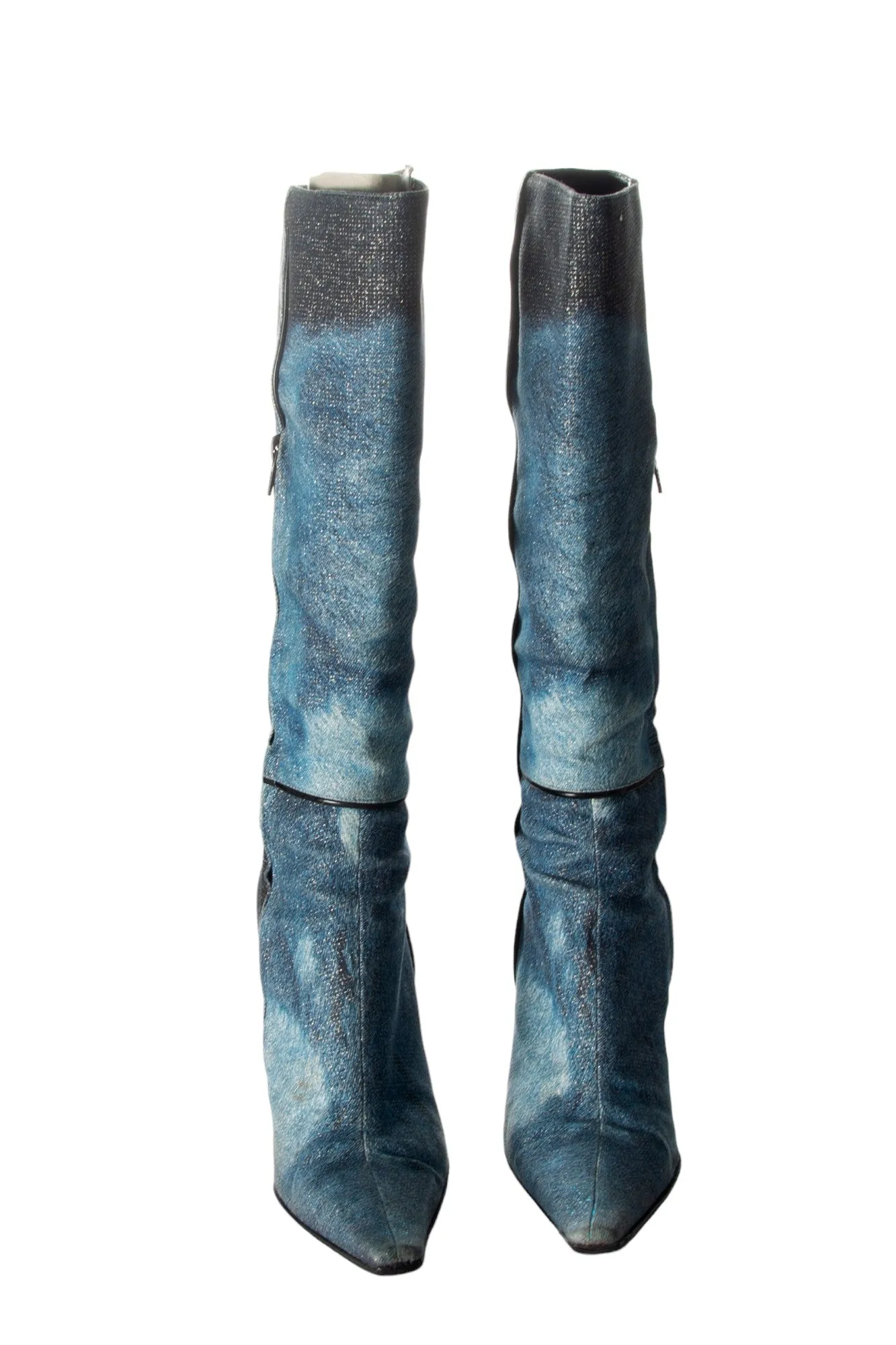 Denim Print Boots