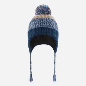 Deux Par Deux Peruvian Knit Hat - Teal Blue Colorblock