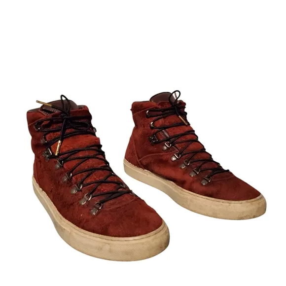 Diemme Maroon Leather Lace-Up Ankle Combat Boots Men's Size 10M