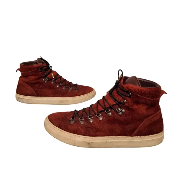 Diemme Maroon Leather Lace-Up Ankle Combat Boots Men's Size 10M