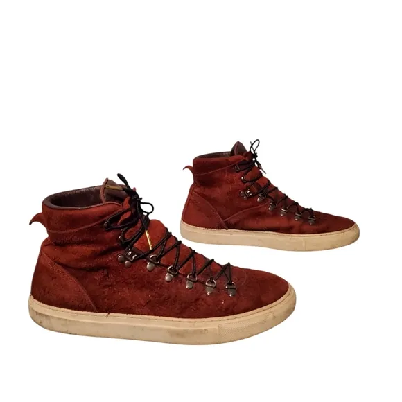 Diemme Maroon Leather Lace-Up Ankle Combat Boots Men's Size 10M