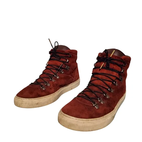 Diemme Maroon Leather Lace-Up Ankle Combat Boots Men's Size 10M
