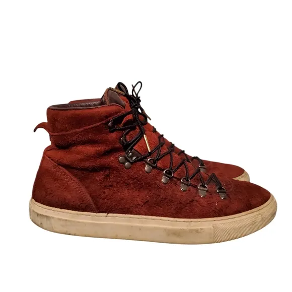 Diemme Maroon Leather Lace-Up Ankle Combat Boots Men's Size 10M