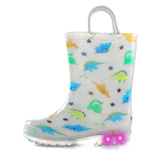 Dinosaur Print Kids Rain Boots-Gray