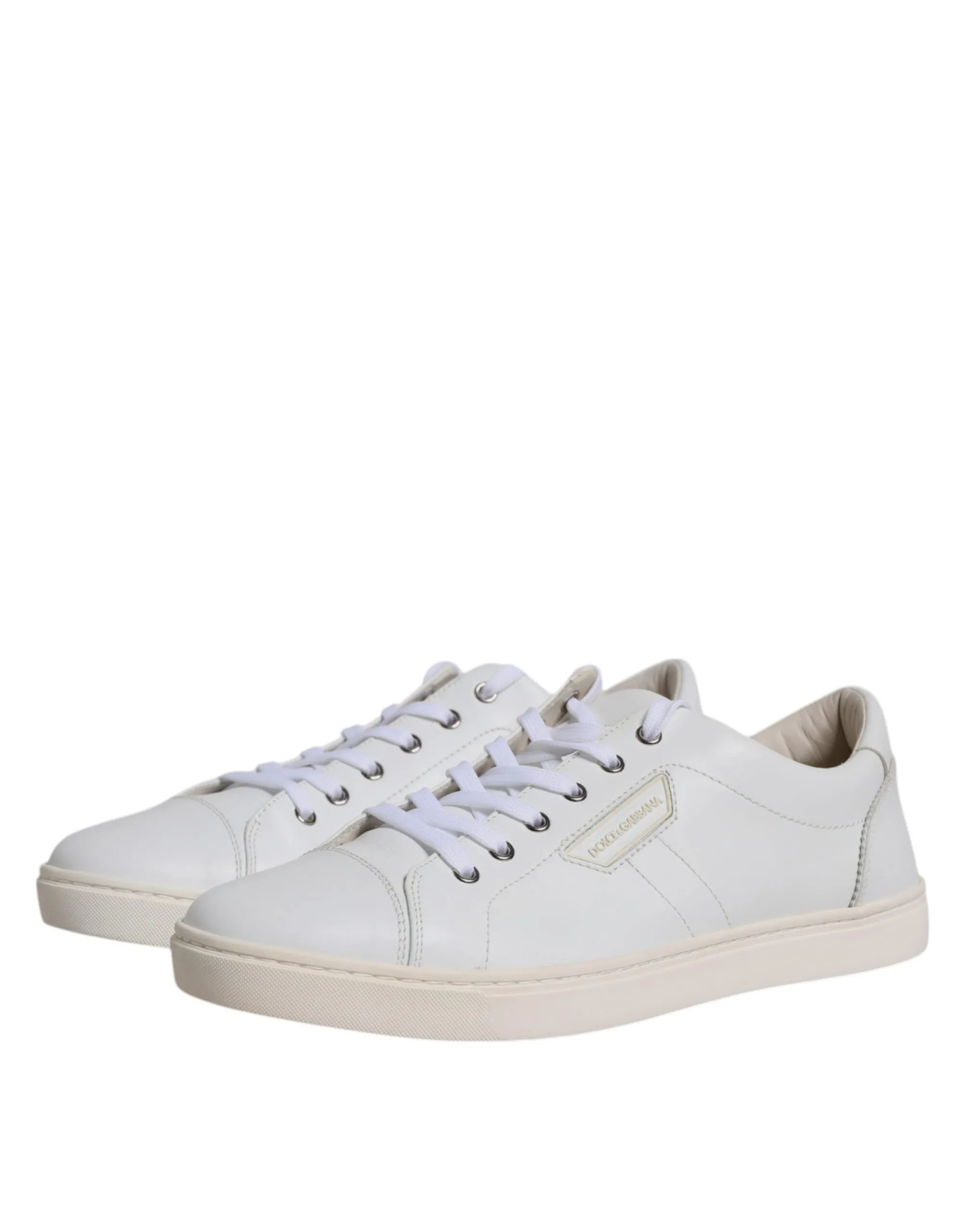 Dolce & Gabbana White Leather Low Top Men Sneakers Shoes